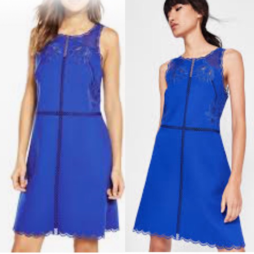 Ted Baker Codi embroidered scalloped hem dress
